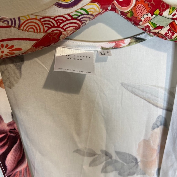 Anthropologie Plum Pretty Sugar Vista Flutter Bridal Robe Kimono  Floral XS/S - Picture 6 of 9